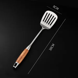 Stekspade i 304 rostfritt stål med handtag i rosenträ