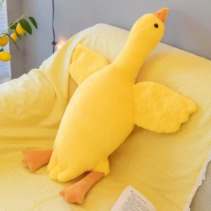 Stor gul gåsgosedjur plyschkudde, mjuk sovkudde 50–190 cm