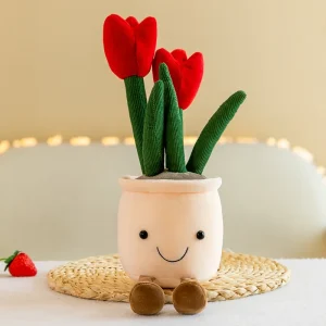 Kawaii tulpanbukett i plysch – mjuk blomdoldis 30 cm