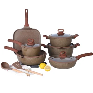 Keramisk gryt- och pannset med nonstick för induktion