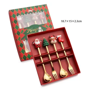 Julbestickset med dessertsked och gaffel, 2/4/6 delar, presentask