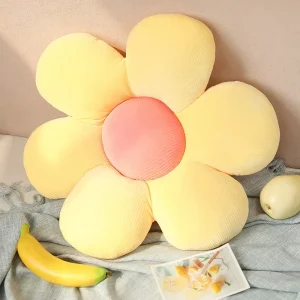 Blommig plyschkudde 35 cm med mjuk fyllning och färgglad design
