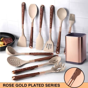 Alternative view of Silikonköksredskap med värmetåliga, non-stick handtag i roséguld
