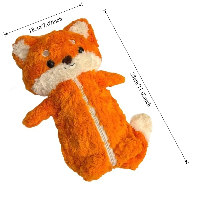 Rävformad plysch pennficka – kawaii pen case för skola och present 3 Rävformad plysch pennficka – kawaii pen case för skola och present - Bild 3