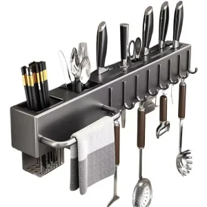 Väggmonterad kökshylla i stål utan verktyg, 30–60 cm 14 Väggmonterad kökshylla i stål utan verktyg, 30–60 cm
