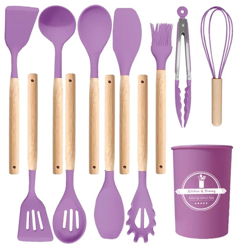 Silikon köksredskapsset med trähandtag, non-stick, 12 delar 16 Silikon köksredskapsset med trähandtag, non-stick, 12 delar - Bild 16
