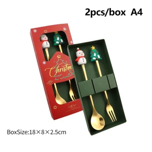 Julbestickset med gaffel och sked i rostfritt stål, 2/4/6 delar