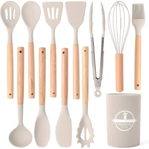 12-delars silikonköksredskapsset med trähandtag, non-stick 21 12-delars silikonköksredskapsset med trähandtag, non-stick