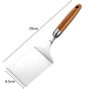 Stekspatel i rostfritt stål med trähandtag för kök och grill