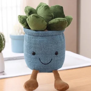 Plyschkrukväxt med suckulentmotiv, mjuk dekorationsdoll 35 cm