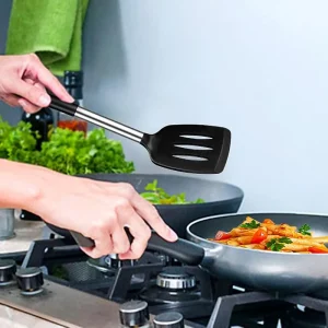 Silikonspatelset med värmetålig nonstick-yta och stålskaft