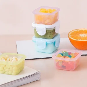 4-pack mini matförvaringsburkar för baby med lock, 60 ml, BPA-fria