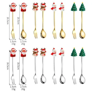 Julbestickset med dessertsked och gaffel, 2/4/6 delar, presentask