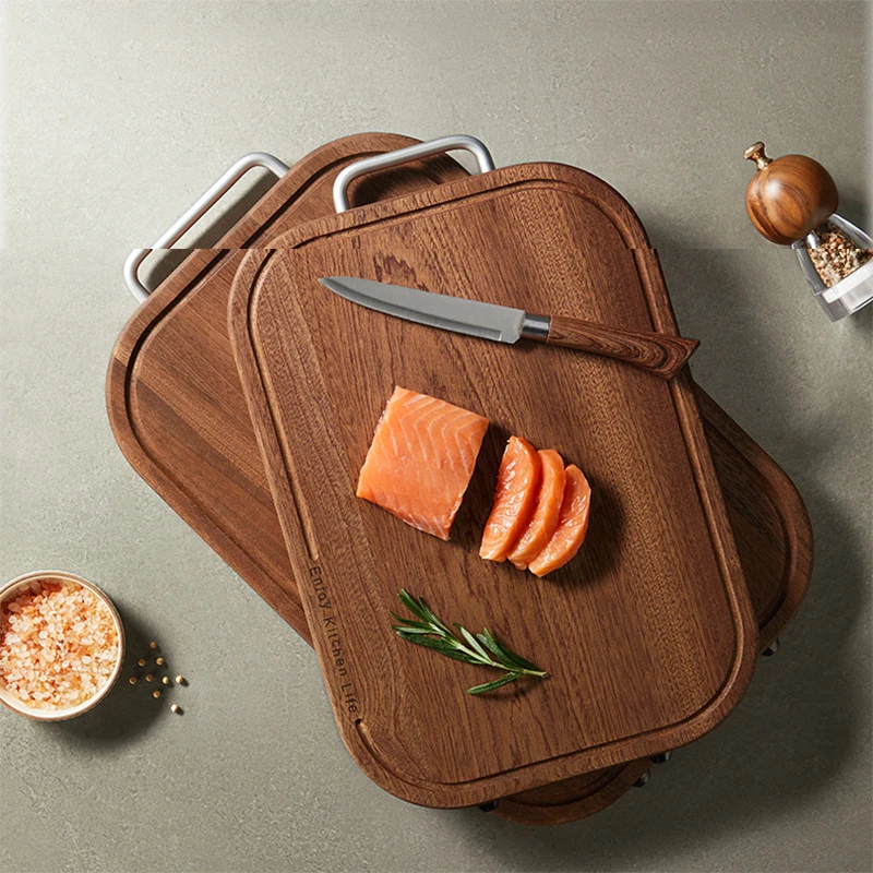 Dubbelsidig skärbräda i ebenholtsträ, kraftig skärblock med handtag 4 Dubbelsidig skärbräda i ebenholtsträ, kraftig skärblock med handtag - Bild 4