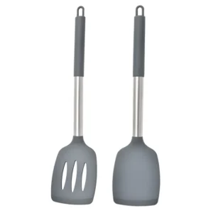 Silikonspatelset med värmetålig nonstick-yta och stålskaft