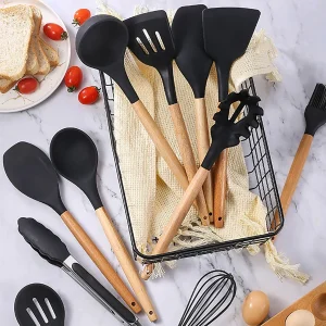 Silikon köksredskapsset med trähandtag, non-stick, 12 delar 20 Silikon köksredskapsset med trähandtag, non-stick, 12 delar