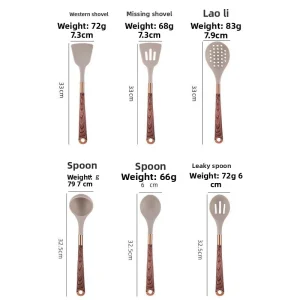 Kökstillbehör i silikon med träkorn 11-delars set, non-stick