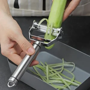 Multifunktionell grönsaks- och fruktskalare i rostfritt stål med julienne