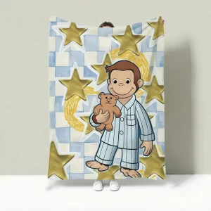 Cartoon Curious George-filt i flanell – lätt, mjuk och sommarlätt