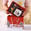Julfestlig keramikkopp med lock, sked och presentbox 400 ml