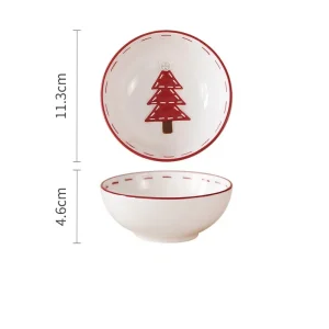 Julskål i keramik med julmotiv, präglad design och flera motiv