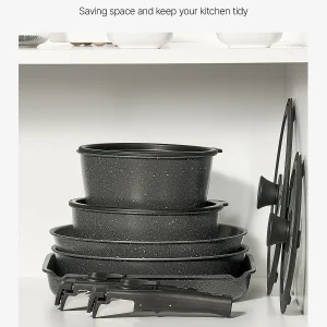 17-delars nonstick-kokkärlsset i granit för induktion
