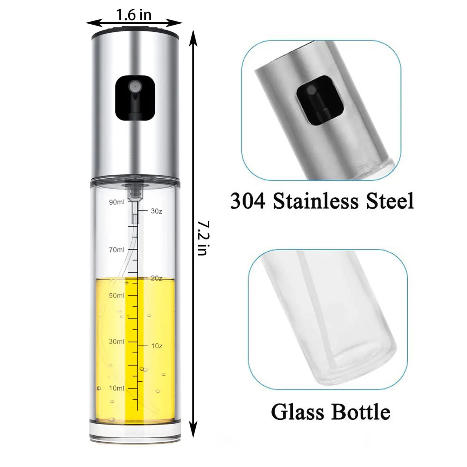 Oljespruta i glas 100 ml för matlagning, sallad, BBQ och airfryer 2 Oljespruta i glas 100 ml för matlagning, sallad, BBQ och airfryer - Bild 2
