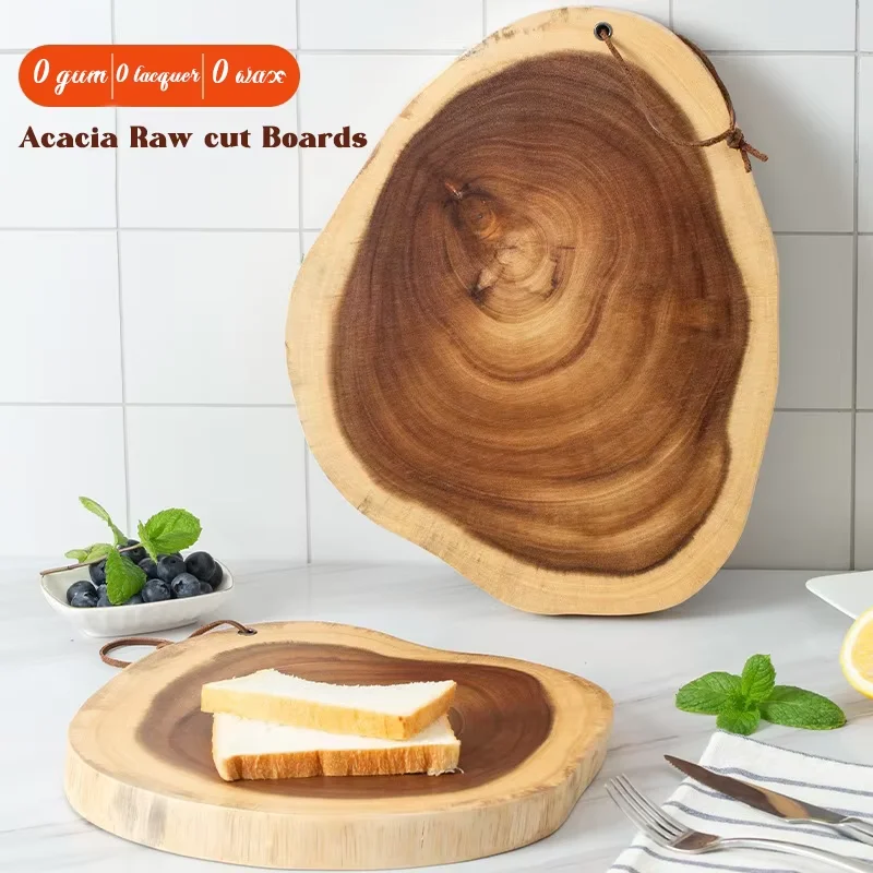 Akaciaträ skärbräda i naturligt helt trä, oregelbunden form 2 Akaciaträ skärbräda i naturligt helt trä, oregelbunden form - Bild 2