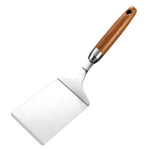 Stekspatel i rostfritt stål med trähandtag för kök och grill