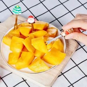 Alternative view of 5-delars julfruktgaffelset i rostfritt stål med burk