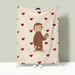 Cartoon Curious George-filt i flanell – lätt, mjuk och sommarlätt