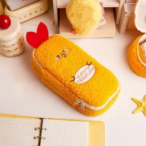 Tempura räka plush pennfodral – söt kartoonisk stationär väska
