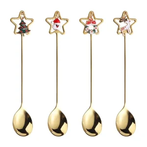 Julkaffeskedar i rostfritt stål med festlig design, 2/4-pack