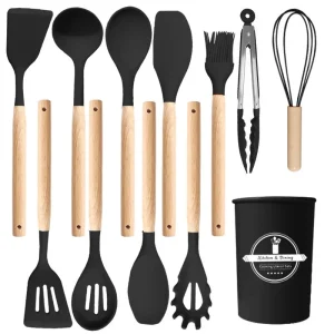 Silikon köksredskapsset med trähandtag, non-stick, 12 delar 24 Silikon köksredskapsset med trähandtag, non-stick, 12 delar