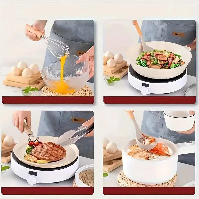 Silikon köksredskapsset med trähandtag, non-stick och ställ 2 Silikon köksredskapsset med trähandtag, non-stick och ställ - Bild 2