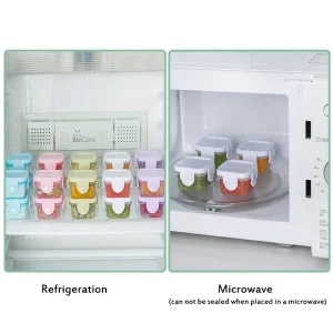 4-pack mini matförvaringsburkar för baby med lock, 60 ml, BPA-fria