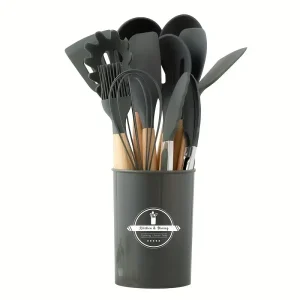 12-delars silikon köksredskapsset med non-stick redskap för matlagning 19 12-delars silikon köksredskapsset med non-stick redskap för matlagning