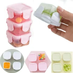 4-pack mini matförvaringsburkar för baby med lock, 60 ml, BPA-fria 24 4-pack mini matförvaringsburkar för baby med lock, 60 ml, BPA-fria