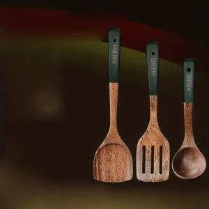 Träköksredskap i 3 delar – värmetåligt set för non-stick-pannor