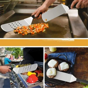 Rostfri grillspade i stål med halkfritt handtag, extra lång
