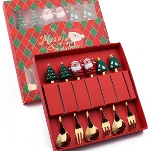 Julpresent bestickset med tomtefigur – sked och gaffel i rostfritt stål 25 Julpresent bestickset med tomtefigur – sked och gaffel i rostfritt stål