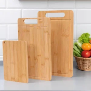 Dubbelsidig skärbräda i bambu med tjock design och handtag