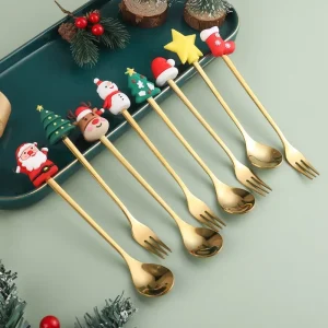 Julbestickset med dessertsked och gaffel, 2/4/6 delar, presentask