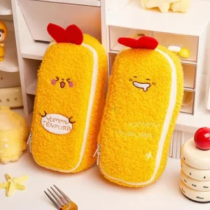 Tempura räka plush pennfodral – söt kartoonisk stationär väska