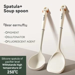 3-delat köksset i silikon med spatel, riskål och soppkopp