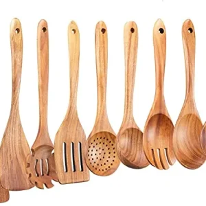 Träslevar i teak för matlagning – 1–10 delar, non-stick vänliga