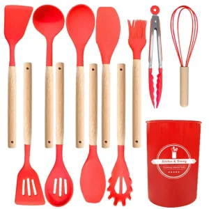 12-delars silikonköksredskapsset med trähandtag, non-stick 23 12-delars silikonköksredskapsset med trähandtag, non-stick