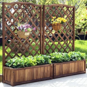 Alternative view of Raised Garden Bed, Wooden Planter Box with Trellis, Vegetable Grow Bed, Support Patio Lattice