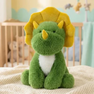 Triceratops-gosedjur i mjuk plysch, sittande dinosaurie 25 eller 35 cm