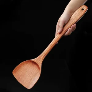 4-delat spatelset i trä för non-stickpannor och matlagning